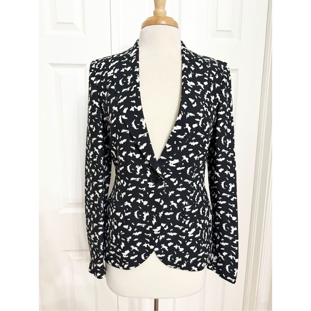 Escada Bozica Fantasy Peak Lapel Printed One Button Lined Blazer Size 36 S